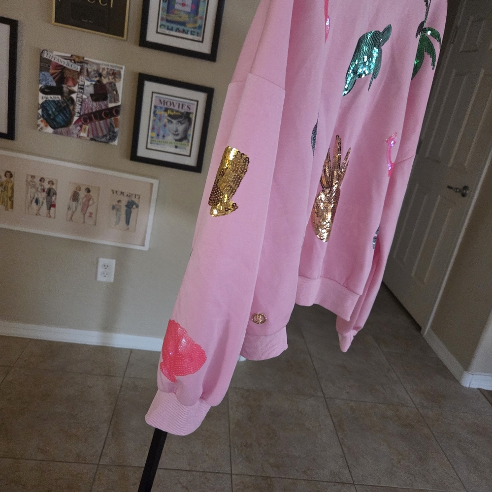 Simply‎ Southern Sequin Pink Sweatshirt NEW - Picture 3 of 6